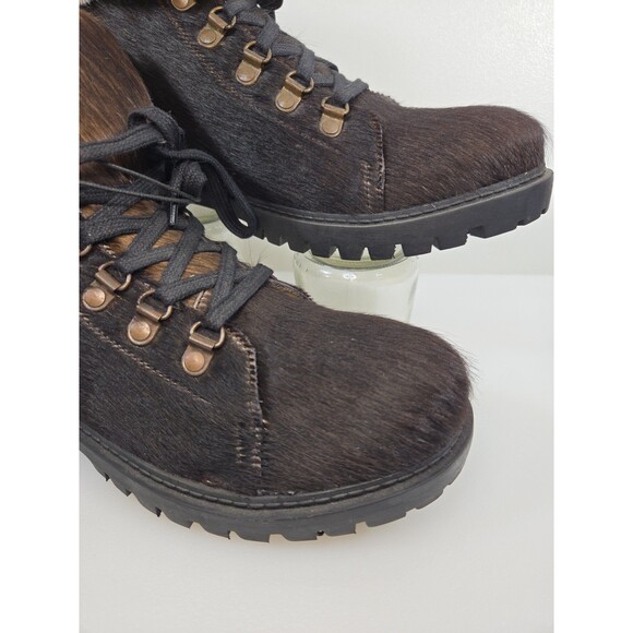 Myra NEW With Tags Turbulent Black Cowhide Fur On Leather Rugged Boots Women 10 - Picture 2 of 12